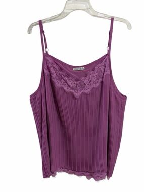 Dex Ruched Tiered Camisole Tank Top Purple Mauve Plus Size 2X Lace Sexy Pretty